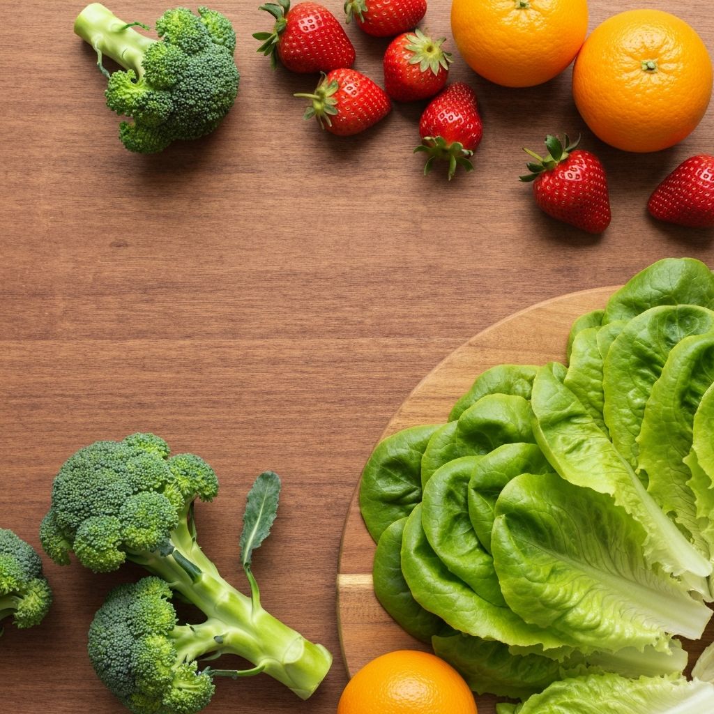 Fresh vegetables and food arrangement